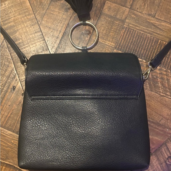 Anthropologie Street Level  Black Faux Leather Crossbody Bag with Tassel Detail. - Picture 5 of 12